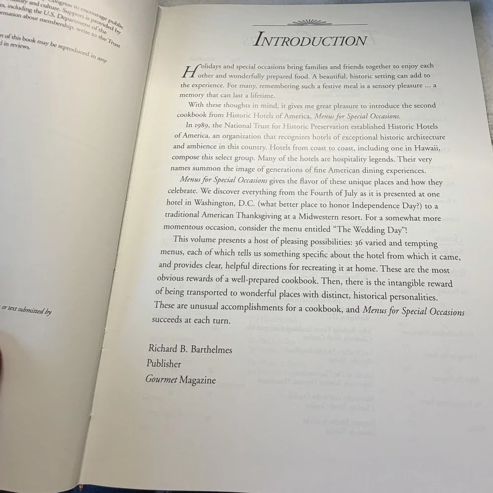 Menus for Special Occasions from Historic Hotels of America by National Trust...